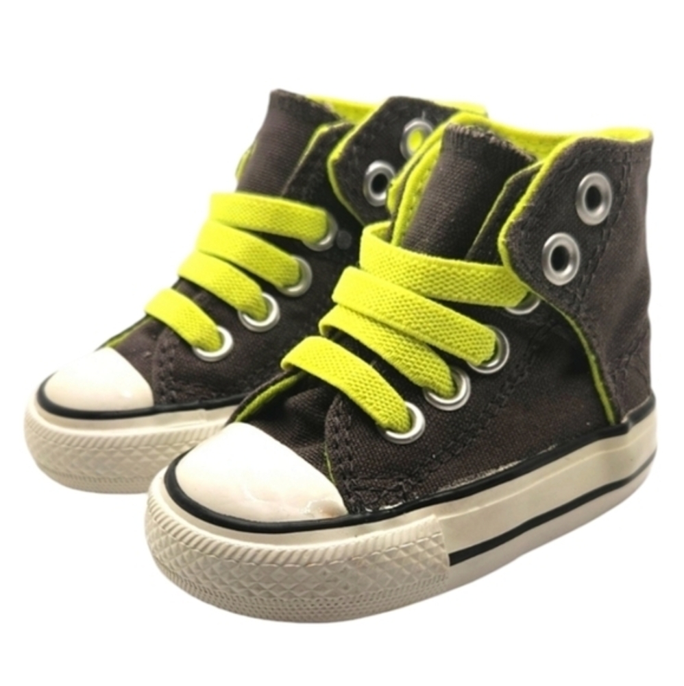 Converse All Star Hightop Boys Shoes Gray and Green Size‎ 2